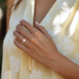Cushion Lab Created Diamond 4-Prong Cathedral Solitaire with Accents Engagement Ring in Rose Gold with Hidden Halo (MVSLG1565-R)