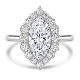 Marquise Lab Created Diamond 4-Prong Open Bridge Halo Engagement Ring in White Gold (MVSLG1567-W)