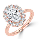 Oval Lab Created Diamond 4-Prong Open Bridge Halo Engagement Ring in Rose Gold (MVSLG1568-R)