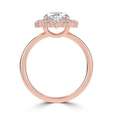 Oval Lab Created Diamond 4-Prong Open Bridge Halo Engagement Ring in Rose Gold (MVSLG1568-R)