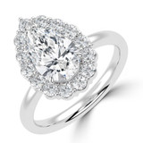 Pear Lab Created Diamond 3-Prong Open Bridge Halo Engagement Ring in White Gold (MVSLG1569-W)