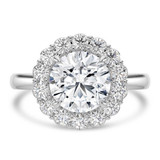 Round Lab Created Diamond 4-Prong Open Bridge Halo Engagement Ring in White Gold (MVSLG1570-W)