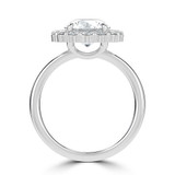Round Lab Created Diamond 4-Prong Open Bridge Halo Engagement Ring in White Gold (MVSLG1570-W)