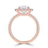 Cushion Lab Created Diamond 4-Prong Open Bridge Halo Engagement Ring in Rose Gold (MVSLG1573-R)