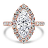 Marquise Lab Created Diamond 4-Prong Open Bridge Halo Engagement Ring in Rose Gold (MVSLG1574-R)