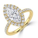 Marquise Lab Created Diamond 4-Prong Open Bridge Halo Engagement Ring in Yellow Gold (MVSLG1574-Y)