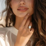 Marquise Lab Created Diamond 4-Prong Open Bridge Halo Engagement Ring in Yellow Gold (MVSLG1574-Y)