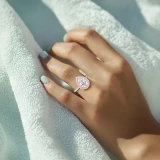 Pear Lab Created Diamond 3-Prong Open Bridge Halo Engagement Ring in Rose Gold (MVSLG1575-R)