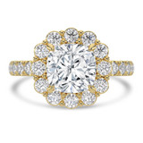 Cushion Lab Created Diamond 4-Prong Open Bridge Floral Halo Engagement Ring in Yellow Gold (MVSLG1577-Y)