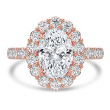 Oval Lab Created Diamond 4-Prong Open Bridge Halo Engagement Ring in Rose Gold (MVSLG1579-R)