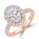 Oval Lab Created Diamond 4-Prong Open Bridge Halo Engagement Ring in Rose Gold (MVSLG1579-R)