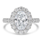Oval Lab Created Diamond 4-Prong Open Bridge Halo Engagement Ring in White Gold (MVSLG1579-W)