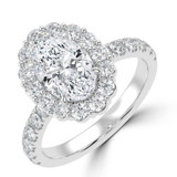 Oval Lab Created Diamond 4-Prong Open Bridge Halo Engagement Ring in White Gold (MVSLG1579-W)