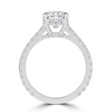 Cushion Lab Created Diamond 4-Prong Catheral Solitaire with Accents Engagement Ring in White Gold with Hidden Halo and Accents (MVSLG1581-W)