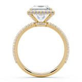 Princess Lab Created Diamond 4-Prong 3-Row Pave Rollover Halo Engagement Ring in Yellow Gold with Hidden Accents (MVSLG1582-Y)