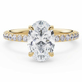 Oval Lab Created Diamond 4-Prong Solitaire with Accents Engagement Ring in Yellow Gold (MVSLG1584-Y)