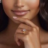 Oval Lab Created Diamond 4-Prong Solitaire Engagement Ring in Yellow Gold (MVSLG1585-Y)