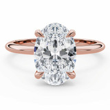 Oval Lab Created Diamond 4-Prong Hidden Halo Engagement Ring in Rose Gold (MVSLG1586-R)