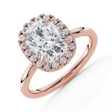 Cushion Lab Created Diamond 4-Prong Open Bridge Halo Engagement Ring in Rose Gold (MVSLG1591-R)