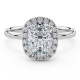 Cushion Lab Created Diamond 4-Prong Open Bridge Halo Engagement Ring in White Gold (MVSLG1591-W)