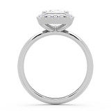 Emerald Lab Created Diamond 4-Prong Open Bridge Halo Engagement Ring in White Gold (MVSLG1592-W)