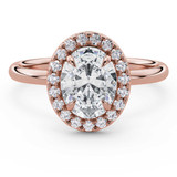 Oval Lab Created Diamond 4-Prong Open Bridge Halo Engagement Ring in Rose Gold (MVSLG1593-R)