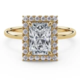 Radiant Lab Created Diamond 4-Prong Open Bridge Halo Engagement Ring in Yellow Gold (MVSLG1595-Y)