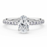 Oval Lab Created Diamond 4-Prong Solitaire with Accents Engagement Ring in White Gold (MVSLG1596-W)
