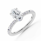Oval Lab Created Diamond 4-Prong Solitaire with Accents Engagement Ring in White Gold (MVSLG1596-W)