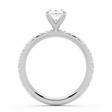 Oval Lab Created Diamond 4-Prong Solitaire with Accents Engagement Ring in White Gold (MVSLG1596-W)