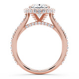 Oval Lab Created Diamond Oval Rollover Halo Engagement Ring in Rose Gold with Hidden Accented Basket and Bridge (MVSLG1598-R)