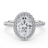Oval Lab Created Diamond Oval Rollover Halo Engagement Ring in White Gold with Hidden Accented Basket and Bridge (MVSLG1598-W)