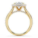Oval Lab Created Diamond Oval Rollover Halo Engagement Ring in Yellow Gold with Hidden Accented Basket and Bridge (MVSLG1598-Y)