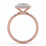 Radiant Lab Created Diamond Shared-prong Radiant Rollover Halo Engagement Ring in Rose Gold with Hidden Accented Basket and Bridge (MVSLG1599-R)