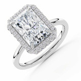 Radiant Lab Created Diamond Shared-prong Radiant Rollover Halo Engagement Ring in White Gold with Hidden Accented Basket and Bridge (MVSLG1599-W)