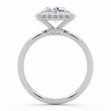 Radiant Lab Created Diamond Shared-prong Radiant Rollover Halo Engagement Ring in White Gold with Hidden Accented Basket and Bridge (MVSLG1599-W)