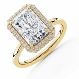 Radiant Lab Created Diamond Shared-prong Radiant Rollover Halo Engagement Ring in Yellow Gold with Hidden Accented Basket and Bridge (MVSLG1599-Y)