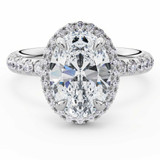Oval Lab Created Diamond Oval Halo Engagement Ring in White Gold Accented Basket (MVSLG1600-W)