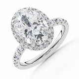 Oval Lab Created Diamond Oval Halo Engagement Ring in White Gold Accented Basket (MVSLG1600-W)
