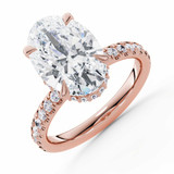 Oval Lab Created Diamond Hidden Halo Solitaire with Accents Engagement Ring in Rose Gold (MVSLG1601-R)