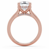 Cushion Lab Created Diamond Hidden Halo Solitaire with Accents Engagement Ring in Rose Gold with Accented Bridge (MVSLG1606-R)