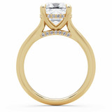 Cushion Lab Created Diamond Hidden Halo Solitaire with Accents Engagement Ring in Yellow Gold with Accented Bridge (MVSLG1606-Y)