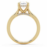 Oval Lab Created Diamond Hidden Halo Solitaire with Accents Engagement Ring in Yellow Gold with Accented Bridge (MVSLG1607-Y)