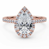 Pear Lab Created Diamond Cathedral Pear Halo Engagement Ring in Rose Gold (MVSLG1608-R)