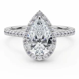 Pear Lab Created Diamond Cathedral Pear Halo Engagement Ring in White Gold (MVSLG1608-W)