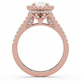 Pear Lab Created Diamond Cathedral Split-shank Pear Halo Engagement Ring in Rose Gold with Hidden Halo and Bridge Accents (MVSLG1609-R)