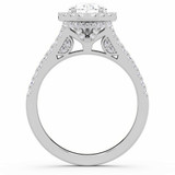 Pear Lab Created Diamond Cathedral Split-shank Pear Halo Engagement Ring in White Gold with Hidden Halo and Bridge Accents (MVSLG1609-W)
