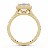 Princess Lab Created Diamond Cathedral Princess Halo Engagement Ring in Yellow Gold with Accents (MVSLG1610-Y)