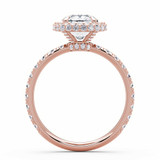 Cushion Lab Created Diamond Rollover Halo Engagement Ring in Rose Gold with Hidden Bridge & Basket Accents (MVSLG1611-R)