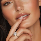 Cushion Lab Created Diamond Rollover Halo Engagement Ring in Yellow Gold with Hidden Bridge & Basket Accents (MVSLG1611-Y)